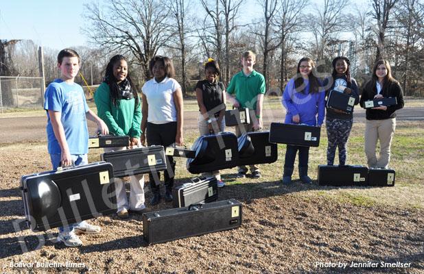 BMS band program receives Mr. Holland’s Opus award BMS band students are shown with some of the instruments received from The Mr. Holland’s Opus Foundation. Pictured (l-r): Dakota Weaver, Zykeria Boykin, Jasmine Williams, Calandra Boyden, Aden Bynum, Kaylee Pardue, Chelsey Hunt and Mikayla Clark.