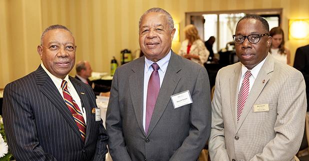 Pictured at the ceremony (l-r): Evelyn Robertson Jr., retired, Whiteville; Harold Nance, president, Nance Investments, Alamo; and Reverend James Luvene, pastor, Dyersburg United Methodist Church.