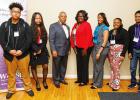 Pictured are Marques Jones and Shariyah Buggs, both students at Middleton High School; Evelyn Robertson Jr., a Whiteville retiree; Kim Crisp, a teacher at Middleton High School; Catania Minter, a teacher at Bolivar Central High School; and Kenissa Rivers and Carey Jackson, students at Bolivar Central High School.