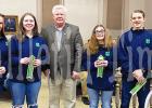 Team Members Kaylee Bryant, Lucie Watkins, Anna Avery and Steven Gibson along with Hardeman County Mayor Jimmy Sain and Hardeman County Extension Service Director Gary Rodgers. 