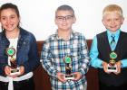 4-H public speaking contest winners fourth grade pictured (l-r): Maddie Willis (first place), Avery King (second place), and Jonathan Banks (third place).