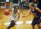 Hailey Hardaway drives the lane for Bolivar