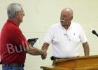 Bell retires from city after 45 years Bolivar Mayor Barrett Stevens (left) presents Lloyd Bell with a plaque of appreciation for the 45 years of service he has given to the citizens of Bolivar as a city employee.