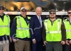 Vice President Joe Biden recently visited the Norfolk Southern Railway yard in Rossville. He is shown here with railway employees (l-r) Brandon Cofer, Stephen Perkins, Curt Reeder, and Middleton native, Rodney McAlpin. “Meeting him was an interesting experience,” said McAlpin. Photo courtesy Rodney McAlpin      
