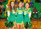 BCHS Senior cheerleaders, Hannah Owens, Lisa Russell and Becca Fulghum are pictured following Senior Recognition Night.  Bolivar seniors from the varsity and junior varsity teams as well as senior cheerleaders escorted their parents or favorite supporter across the court during this annual event on February 3. 