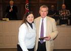 Judge Charles ‘Chip’ Cary was named 2015 Bulletin-Times Hardeman County Person of the Year. Pictured (l-r) Amelia Monroe Carlson, with The Bolivar Bulletin-Times presents Charles ‘Chip’ Cary with a plaque for Person of the Year. 