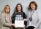 Pictured from left to right:  Sharon Venuti, Regent; Emily Gibson, Student Extraordinaire; Deana Sain, DAR Good Citizens Chairman