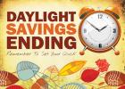 Fall Back 2014 begins Sunday, November 2. Set your clocks  back one hour  at 2 a.m. Sunday.