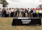 photo by Sarah Rice Hardeman County Mayor Jimmy Sain, Bolivar Mayor Barrett Stevens, along with members of the Hardeman County Ambulance Squad and the Bolivar Fire Department break ground on their new building on Wednesday, November 4. Photo by Sarah Rice