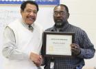 Gatlin warns teens about behavior Hardeman County Youth Services Officer (YSO) Charles Gatlin spoke to the Hardeman County Learning Center students about the consequences of their choices on Monday, November 3. Gatlin was presented a certificate of appreciation by Director Thomas E. Polk for his work with children. Pictured (l-r) Thomas E. Polk and Charles Gatlin.
