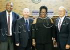 Sworn-in on July 1 were (from left to right) incumbent councilmen Larry McKinnie and Todd Lowe, along with newly-elected councilpeople Carol B. Spinks and Larry Crawford. Photo by Johnny Weems.