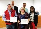 Photo left to right: Vaughan, Superintendent of Schools Warner Ross, Sterling, School Board Chairman Bobby Henderson, and Bolivar Central Principal Cameshia Emerson.  Photo by Paul Steinsultz. 