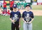 Devin Woods (left) was given the pitching award, while Jake Kelly (right) won the hitting trophy. 