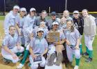  Senior Brooklyn Jimmerson poses with the second place plaque and her teammates. Jimmerson (who was injured on Monday night during Ripley game) is doubtful for the  first round of the region, but could be available if the Lady Tigers advance. 