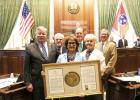 Back row pictured left to right: Lt. Govenor Randy McNally (R-Oak Ridge), Republican Caucus Chairman Ken Yager (R-Kingston), Majority Leader Jack Johnson (R-Franklin), Speaker Pro Tempore Ferrell Haile. First Row pictured left to right: Education Chairman Dolores Gresham and Deputy Speaker Janice Bowling. 