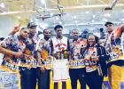 Parks with family and fans after being named MVP of the district tournament and regular season in 14A. Parks was also named to the all-academic team as well. 