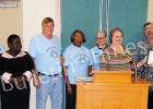 Hardeman County Literacy Council Members presented a plaque to the family of Margie Lovelace during this year’s Taste of Hardeman County, which was held in memory of Lovelace, who started the literacy council almost 30 years ago. Pictured (l-r) Shareta Hardaway, Betty Jordan, Antoinette Pirtle, Larry Lowrance, Hugholene Robertson, Louise Manhein, Cynthia Watkins, Allen Lovelace, Linda Lovelace, and Annette Lowrance.