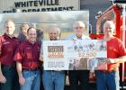Photo left to right: John Swarey, Jr. Swarey, Samuel Swarey, Mayor James Bellar, Fire Chief Ernie Burkeen.