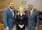 Bolivar Mayor Julian McTizic, Blackburn, and Tennessee State Representative Johnny Shaw. Photo courtesy of the City of Bolivar. 