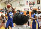 Whiteville’s Jacuqualene Harris takes the winning shot with six seconds in the game, to capture the Whiteville upset victory over Bolivar.