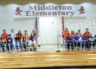 The twenty participants in the Middleton Elementary School Third Grade Spelling Bee are shown as they assembled for the competition which was held on Thursday March 10 in the school’s gym. 