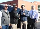 Sheriff John Doolen hands the keys to the surplus Ford Explorer to Property Assessor Josh Pulse. The Sheriff’s Department donated the Explorer to the Property Assessor’s office. The donated vehicle is estimated to save the county approximately $8,000 a year in mileage reimbursement and expenses. Pictured (l-r) Property Assessor Field Representative Jerry Crowley, Sheriff John Doolen, Property Assessor Josh Pulse, Hardeman County Mayor Jimmy Sain.