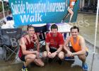 Leading the group of 83 runners, joggers, and walkers were (l-r): Shane Fawcett, first place; Kyle Prince, second; and Klyne Fawcett, third.