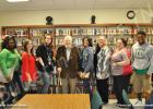 Members of the BCHS Book Club pose with Clark Blatteis, who spoke about his voyage on the St. Louis. Pictured (l-r): Charity Jones, Brianna Moore, Katrina Tull, Clark Blatteis, Adasia Jones, English teacher Terri Tims, United States history teacher Jessica Kennedy and Trezon Peoples.